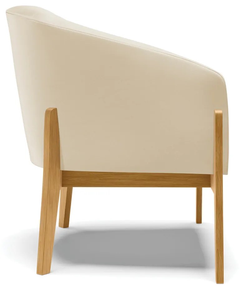 Poltrona Decorativa Base de Madeira Stella Sintético D03 - D'Rossi - Bege