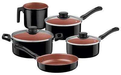 Jogo de Panelas Tramontina Caribe 5 Peças Preto Antiaderente Starflon Max
