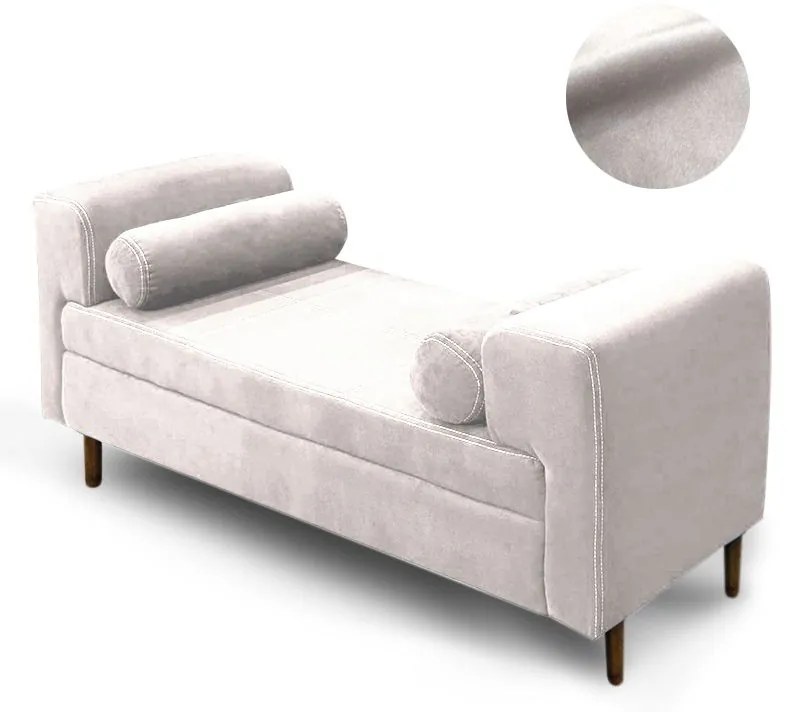 Recamier Casal Queen 160cm Turim Veludo Cristal Bege - Simbal - Bege