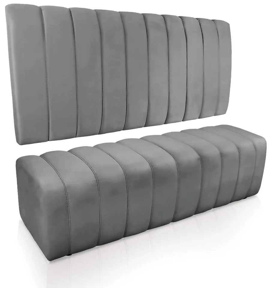 Kit Calçadeira e Painel Olivia Queen 160 cm Veludo Cinza  - D'Rossi