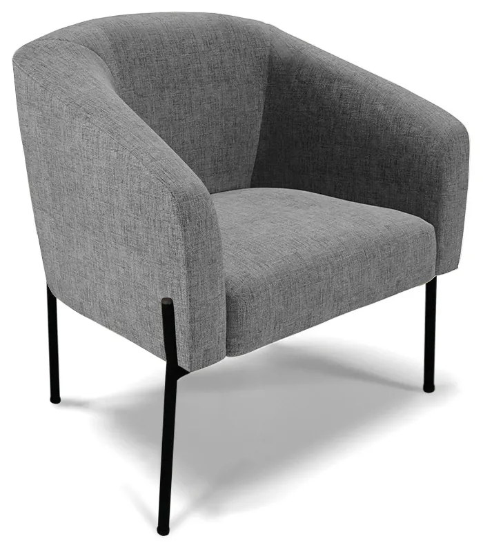 Poltrona Decorativa Pé de Ferro Preto Stella Suede Linho D03 - D'Rossi - A26 Grafite