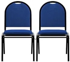 Kit 2 Cadeiras Hoteleiras Auditório Empilhável Linho Z33 Azul - Mpozen