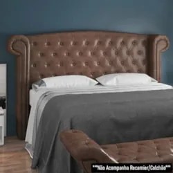 Cabeceira Cama Box Queen 160cm Provença Z37 Sintético Marrom - Mpozena