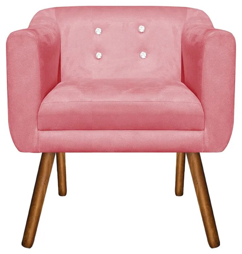 KIT 02 POLTRONAS JULIA SUEDE COM STRASS  - Rose