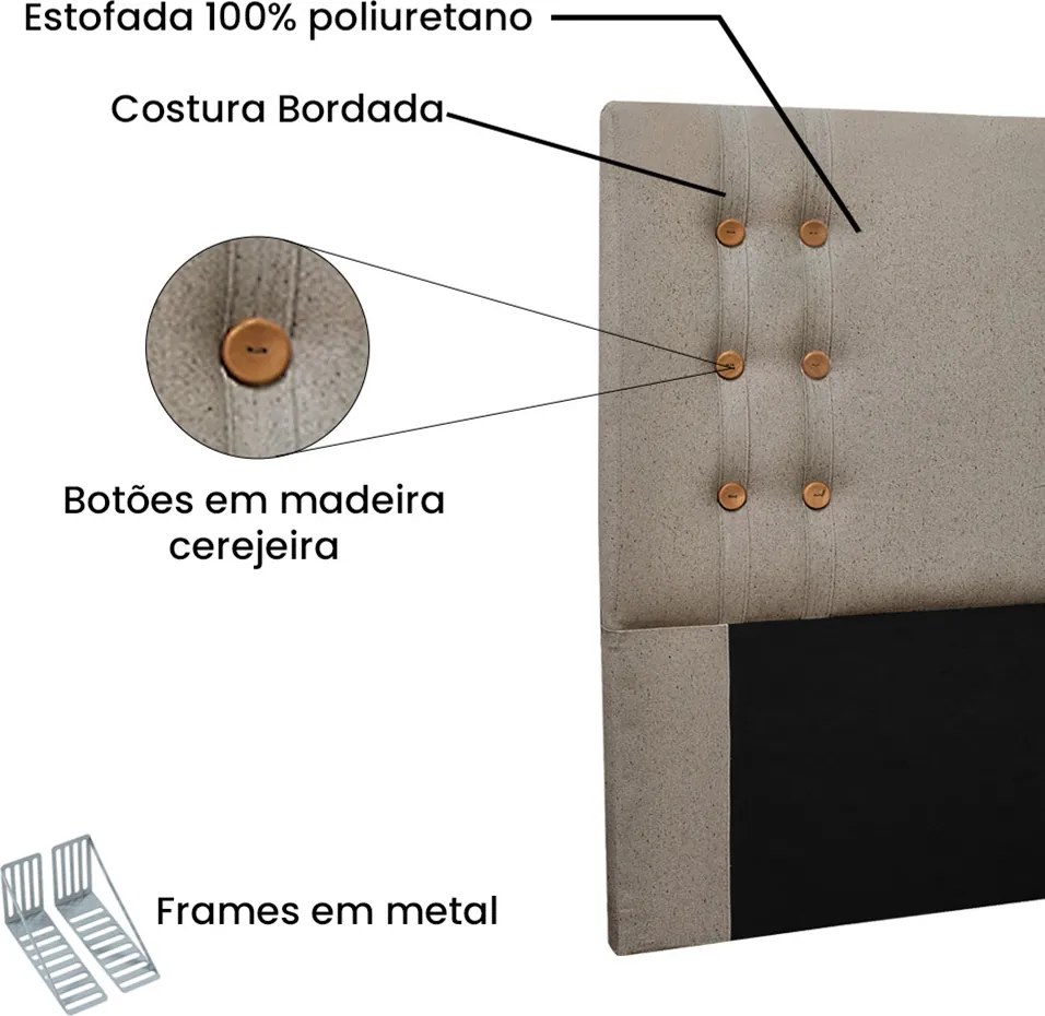 Cabeceira Cama Box King 195 cm Genova Linho S04 - D'Rossi - Areia