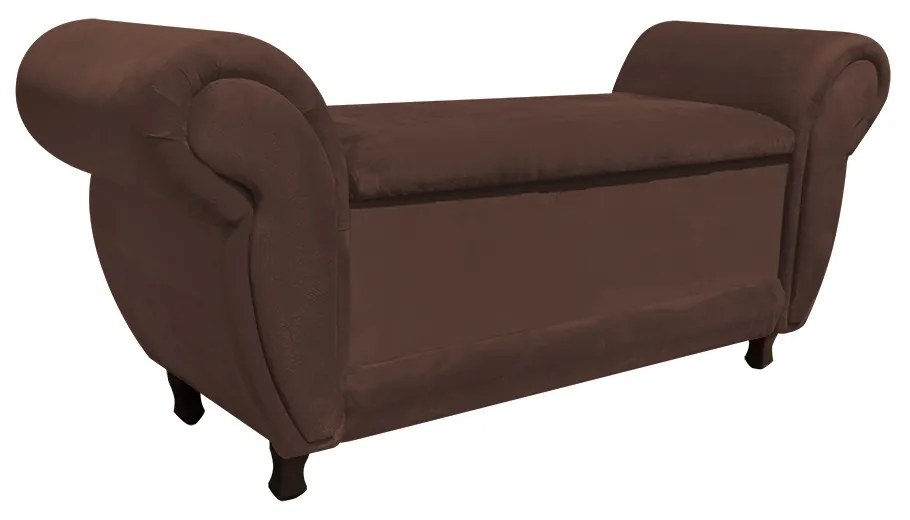Recamier com Baú Itália Namoradeira Calçadeira Suede - D'Rossi - Marrom