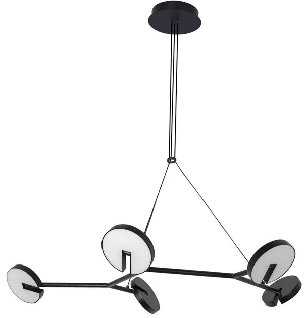 Pendente Led Acrilico Aluminio Preto 55W 3000K Luna