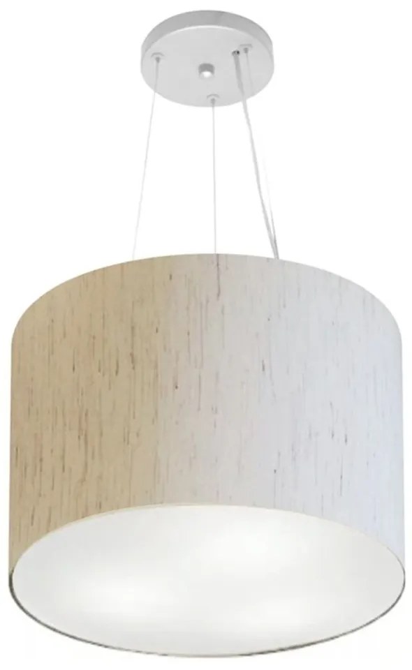 Lustre Pendente Cilíndrico Md-4183 Cúpula em Tecido 40x30cm Linho Bege - Bivolt