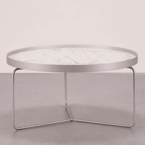 Mesa Centro Kevin Tampo Calacata Base Aluminium - 78328 Sun House