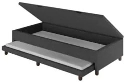 Bicama Box Baú Solteirão 96x203cm Samy S05 Linho Preto - Mpozenato