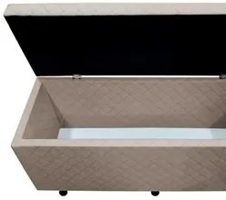 Calçadeira Baú Casal 140cm Estofada Liz S05 Suede Bordado Bege - Mpoze