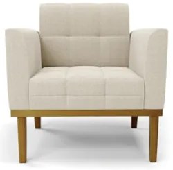 Namoradeira e 2 Poltronas Base Madeira Castanho Ana Bouclé Bege - Ibiz