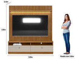 Rack com Painel Ripado para TV 75 Pol. 180cm Golden L06 Nature/Off Whi