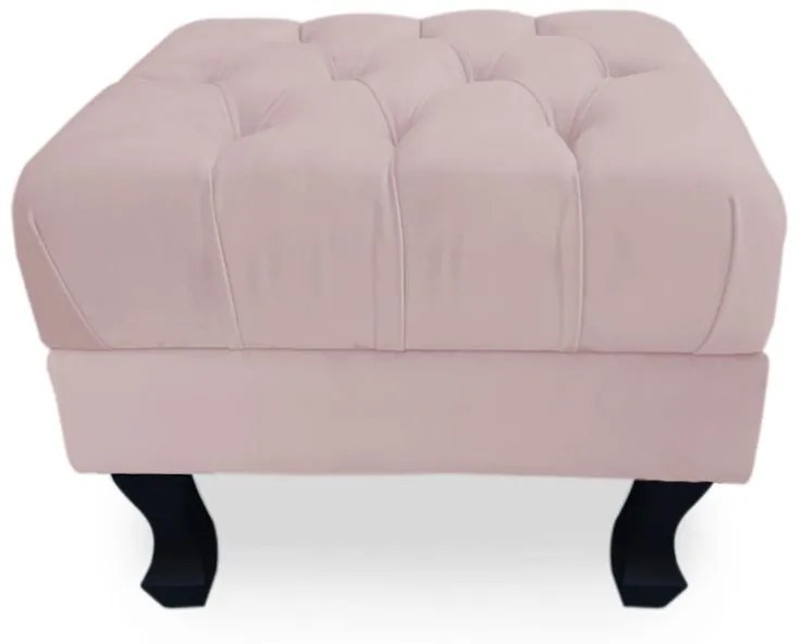 Puff Baú Decorativo Capitonê Luis XV 50x40cm Veludo Rosê - Sheep Estofados - Rosa