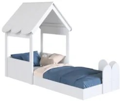 Cama Solteiro Infantil Montessoriana Casinha Nana Branco C06 - Mpozena