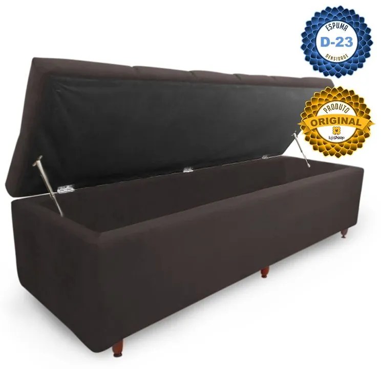 Calçadeira Baú Casal 140cm Veneza Suede Marrom - Sheep Estofados - Marrom