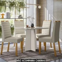 Mesa de Jantar Quadrada 90cm 4 Lugares Zuma Off White N02   - Mpozenat
