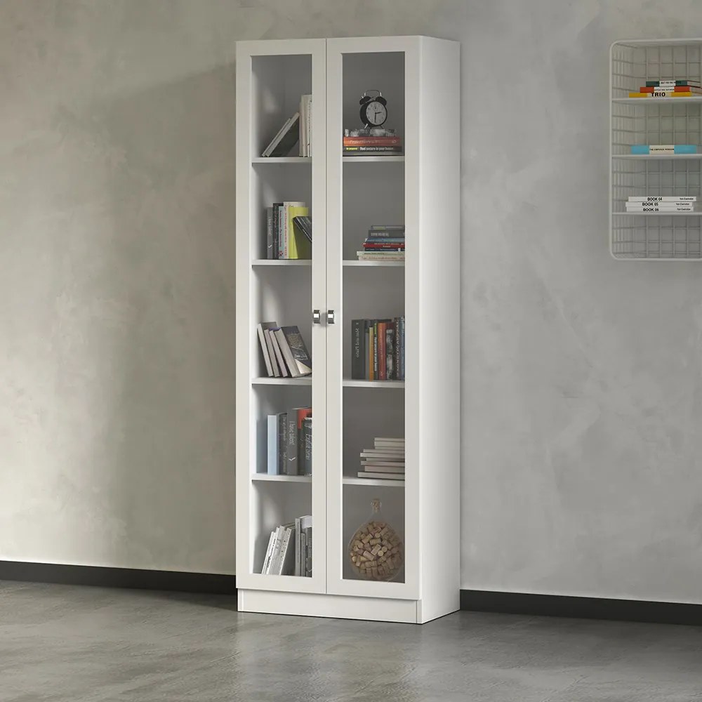 Armário Estante Alto Porta de Vidro ME4115 MDP Branco G69