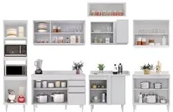 Armário de Cozinha Modulada de Canto 8 Peças CP02 Balcão com Tampo Bra