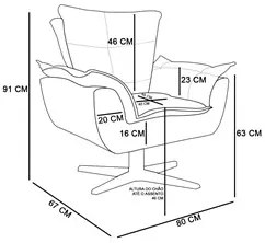 Kit Namoradeira e 2 Poltronas Giratórias Cromada Opla Suede Marrom - I