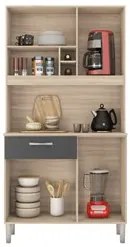 Kit Cozinha Compacta 4 Portas 1 Gaveta Malta D02 Avena/Grafito - Mpoze