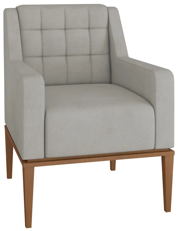 Poltrona Decorativa Sala de Estar Madonna Suede Cinza G52 - Gran Belo