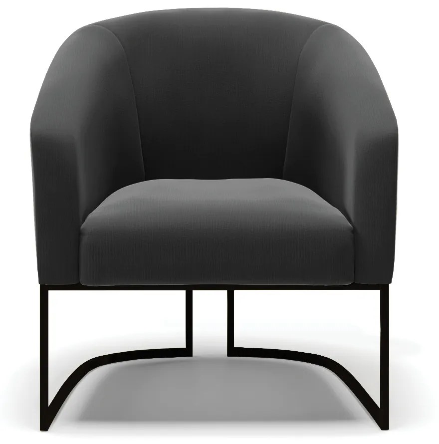 Poltrona Decorativa Industrial Preto Kit 2 Stella Suede Preto D03 - D'Rossi