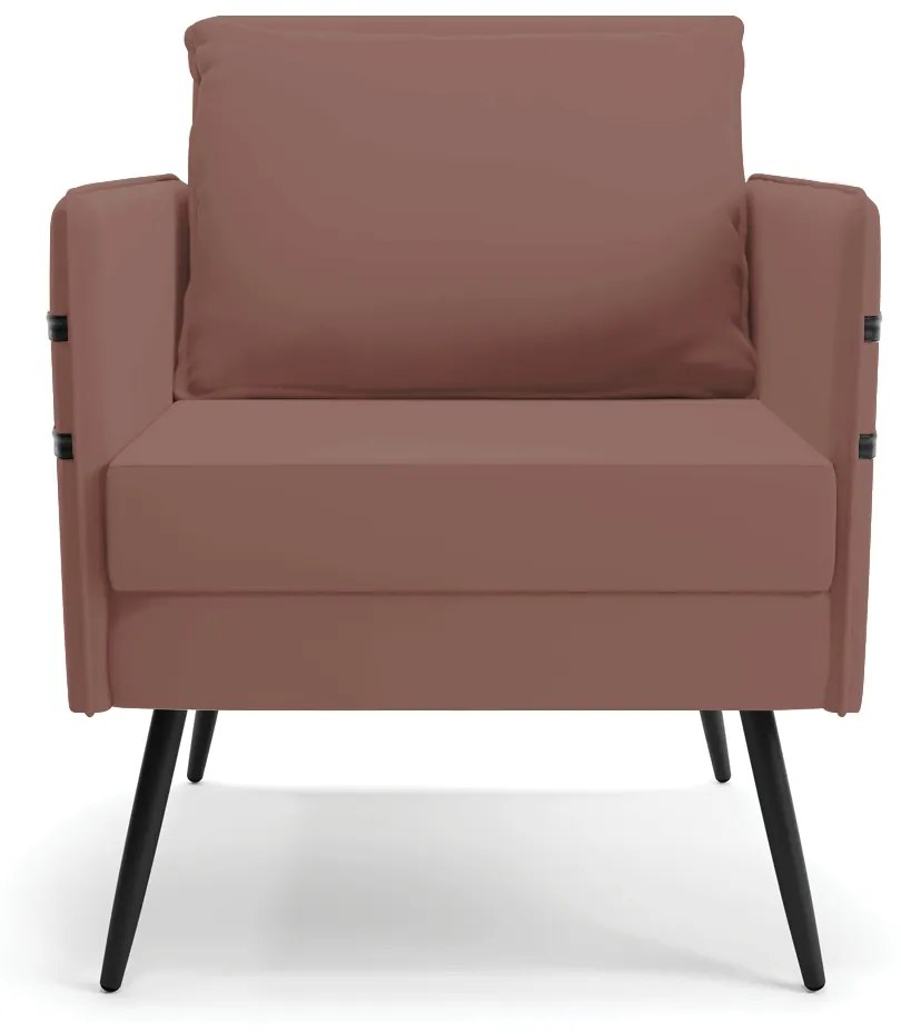 Kit 02 Poltronas Mari Veludo Pés Palito de Ferro Preto D03 - D'Rossi - Rose