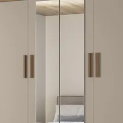 Guarda Roupa Casal 160cm Com Espelho Cancum Carvalho/Fendi Z17 - Mpoze