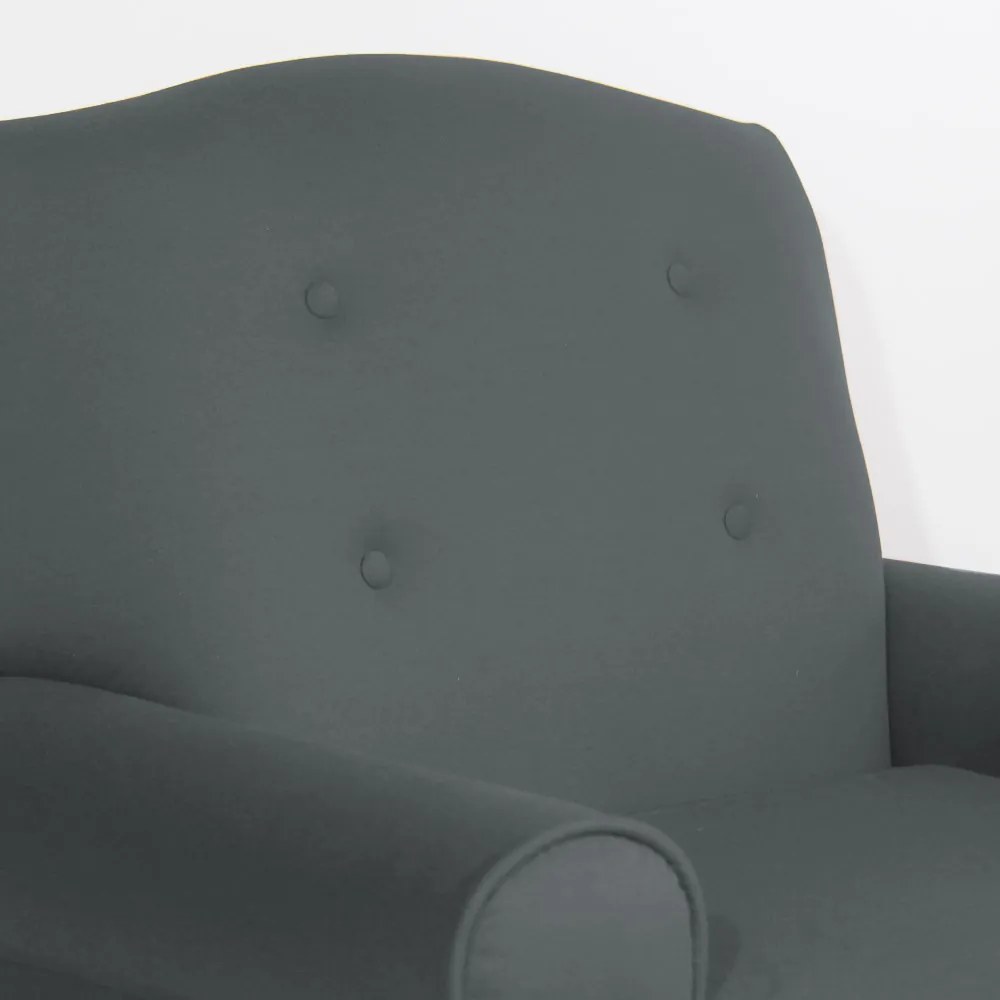 Poltrona da Vovó Lucy Decorativa Luxo Suede Cinza