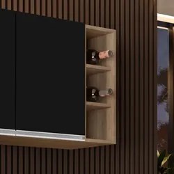 Armário Aéreo Nevada com Nicho 180cm 4 Portas Castanho/Preto - Lumil