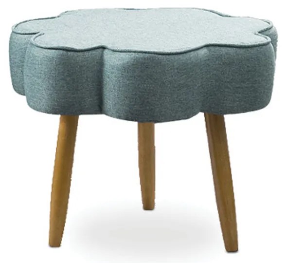 Puff Decorativo Pé Palito de Madeira Sala Flower Linho E03 - D'Rossi - Azul