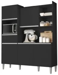 Armário de Cozinha Compacta 160cm 5 Portas Isabel Preto - AJL Móve