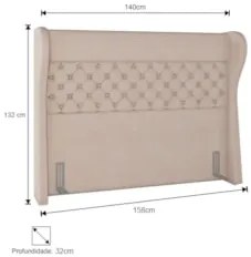 Cabeceira Cama Box Casal 140cm Trinidad Z37 Linho Bege Cru - Mpozenato