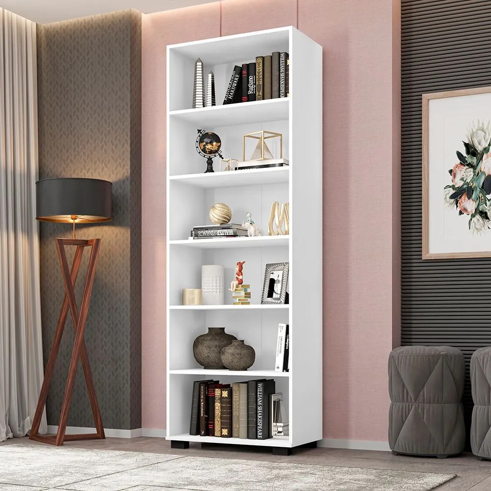 Livreiro Office Davi L01 Branco TX - ADJ DECOR