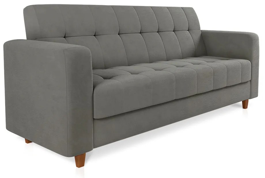 Sofá 03 Lugares Arezzo Suede Pés Chanfrado Castanho D01 - D'Rossi - Grafite