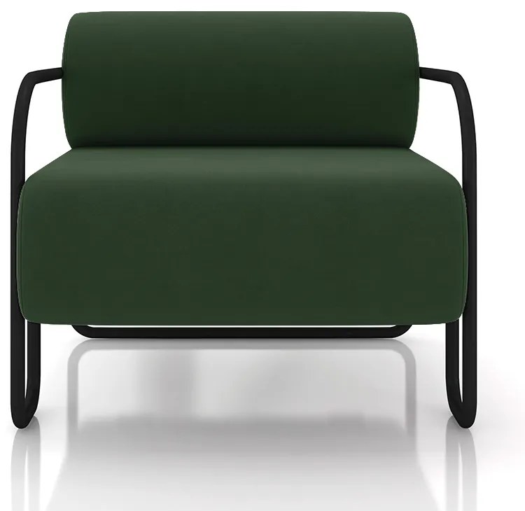 Poltrona Sala de Estar Industrial Preto Ameli Veludo K01 - D'Rossi - Verde Musgo