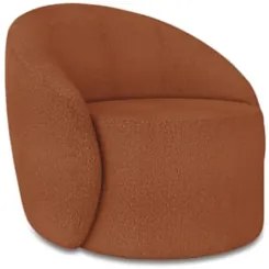 Poltrona Sala Giratória Redonda 91cm Steve Boucle Terracota I01 - Mpo