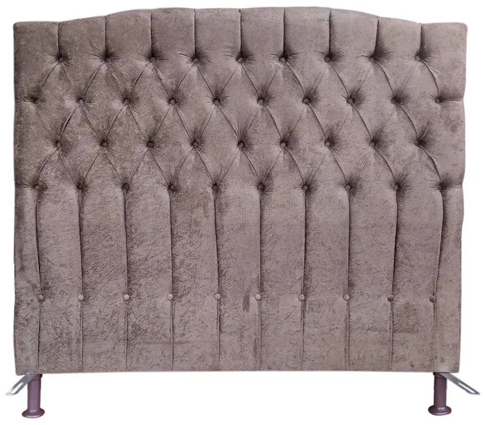 Cabeceira Cama Box Solteiro 90cm Capitonê Sofia Suede Marrom - Sheep Estofados - Marrom