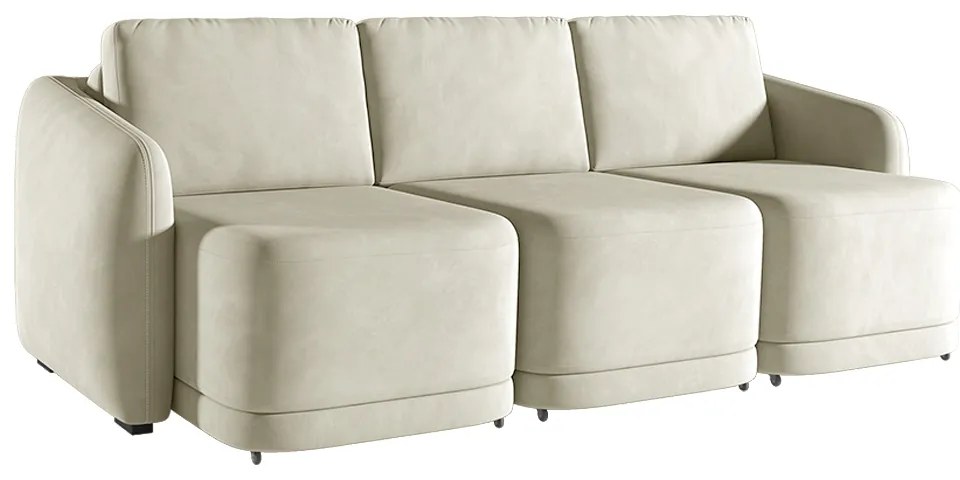 Sofá Cama Modulado Retrátil e Reclinável Decorativo Varsóvia 306cm Veludo Bege G33 - Gran Belo