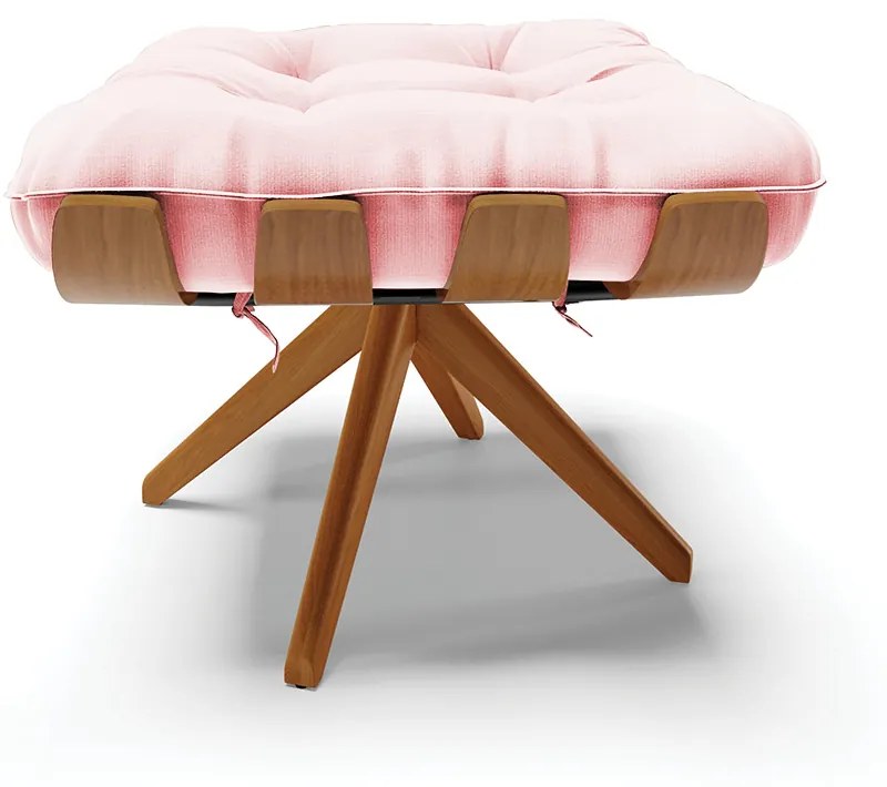 Puff Giratório Costela Suede Base de Madeira MA30 M11 - D'Rossi - Rosa Bebê