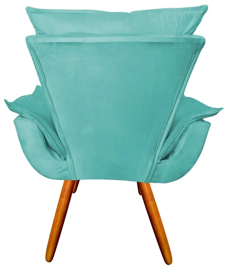 Poltrona Decorativa Pés Palito Emília Plus Suede Turquesa