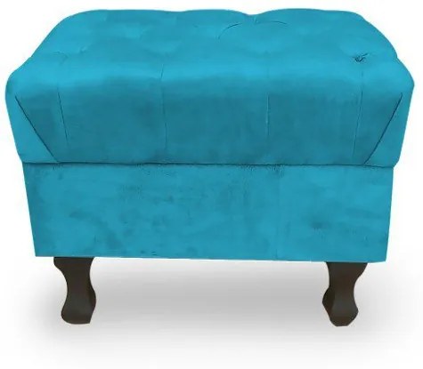 Kit 2 Puffs Decorativos Retrô Luis Xv Capitonê Suede Turquesa - Azul