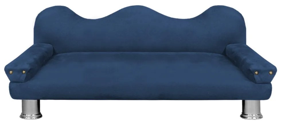 Cama Sofá Pet Meg Para Cães E Gatos Elegante e confortável Suede Azul Marinho