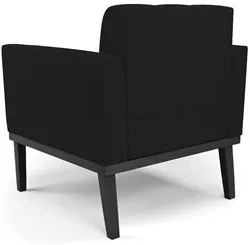 Sofá Namoradeira e 2 Poltronas Base Madeira Preto Ana Linho Preto - Ib