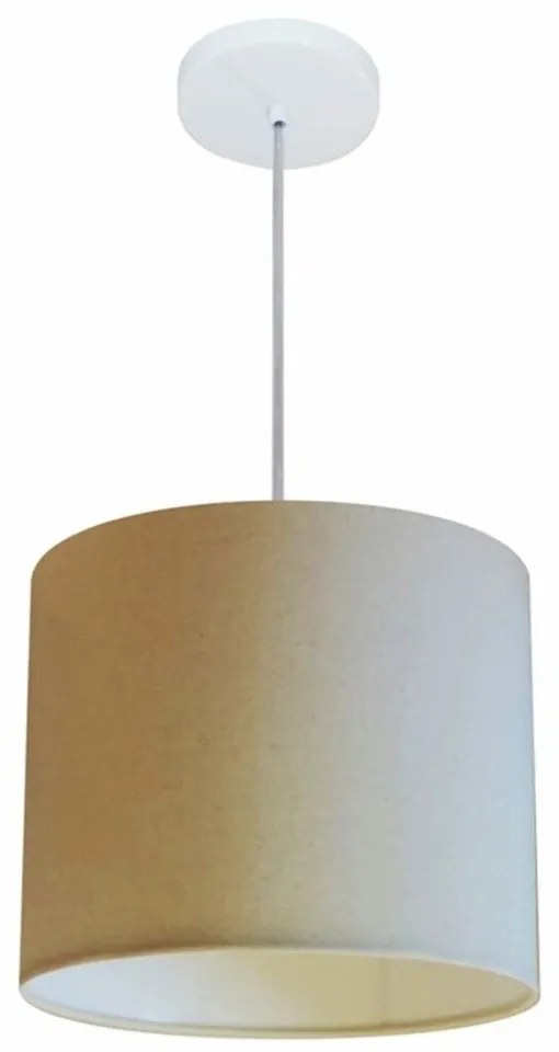Lustre Pendente Cilíndrico Md-4143 Cúpula em Tecido 35x25cm Algodão Crú - Bivolt