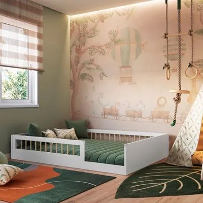 Cama Montessoriana Casal Affetto Branco Completa Móveis