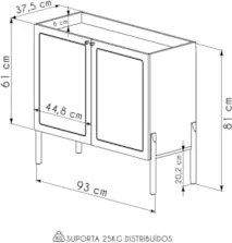 Balcão Aparador Buffet Cantinho do Café Pés Madeira Arlo A10 Nero/Pret