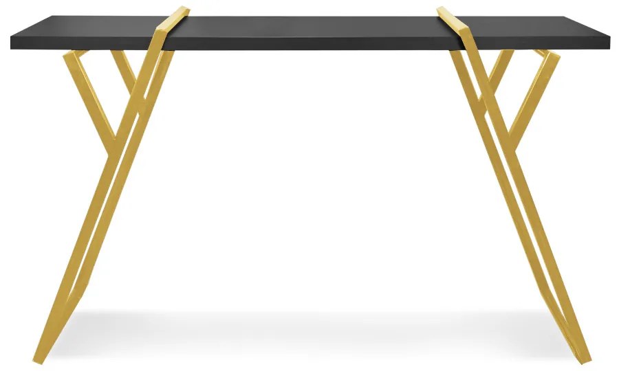 Aparador Sala Industrial Brooklyn Preto Base Metal Dourado L06 - D'Rossi