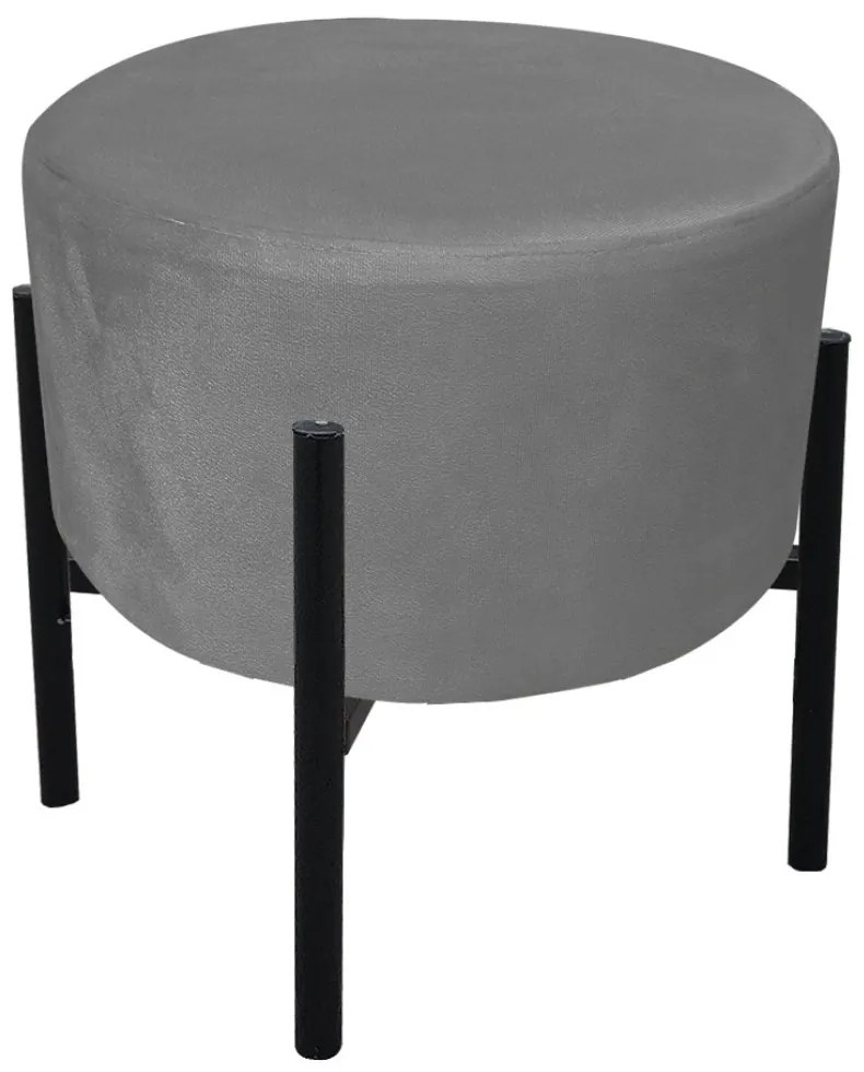 Kit 2 Puffs Iron Suede Base Preto Palito - Grafite